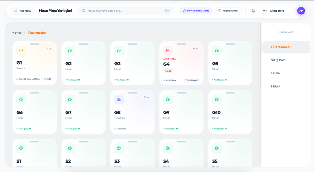 Piyyuu Web POS Ekranı