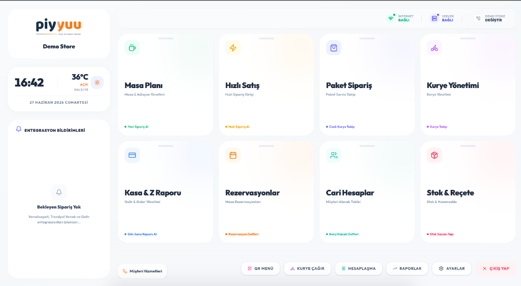 Piyyuu Web POS Ekranı