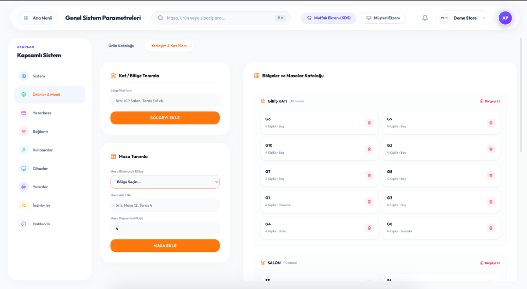 Piyyuu Web POS Ekranı